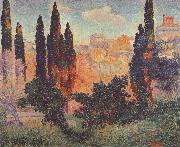 Henri Edmond Cross Cypresses at Cagnes Spain oil painting artist